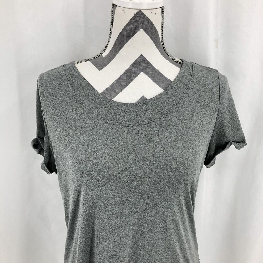 REI Co-op Gray Polyester Short Sleeve Zip Side Pocket T-Shirt Large GG16